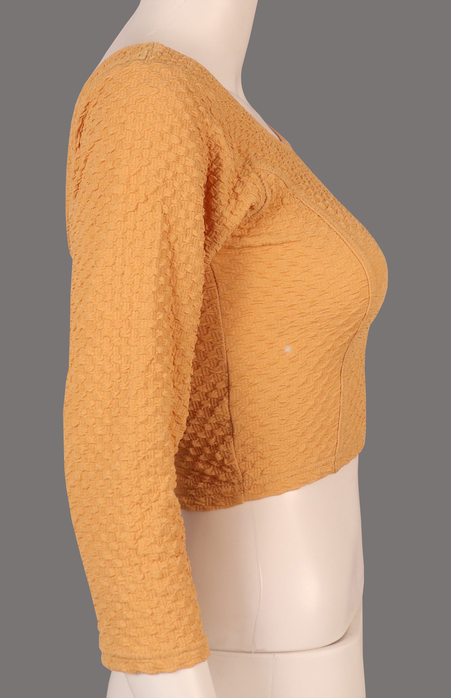 Stylish Designer Weave Textured Full Sleeve Chiku Blouse for Women