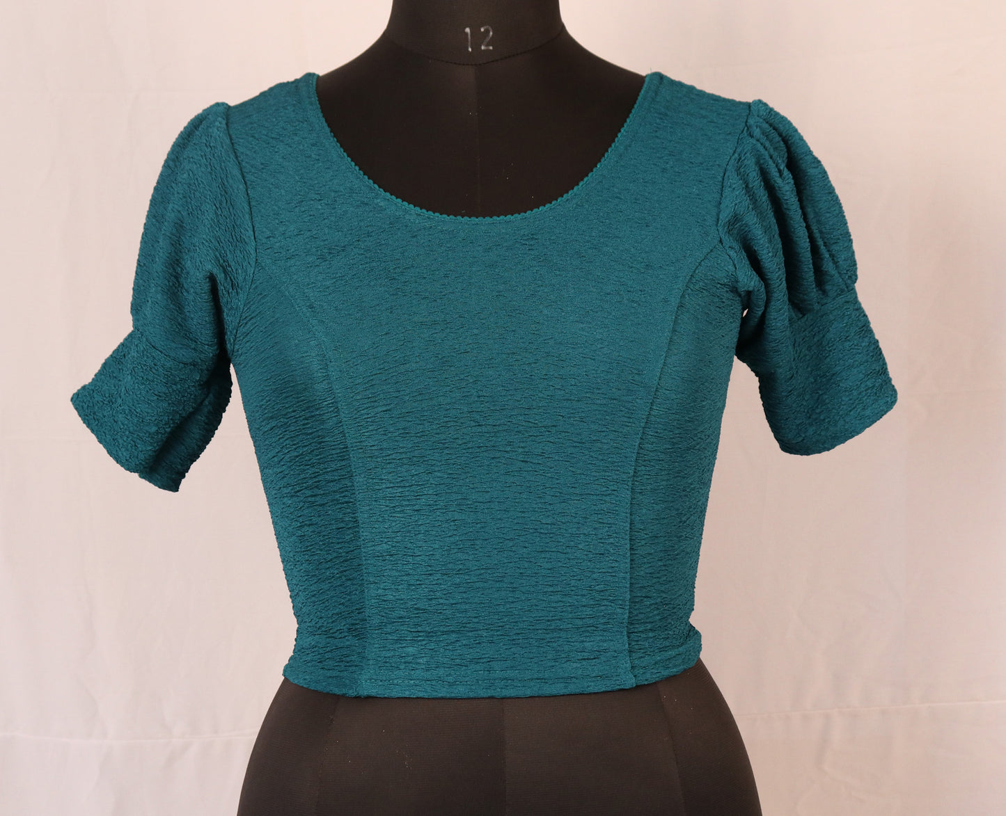 Stylish Textured Fabric Puff Shoulder Rama Blouse for Women