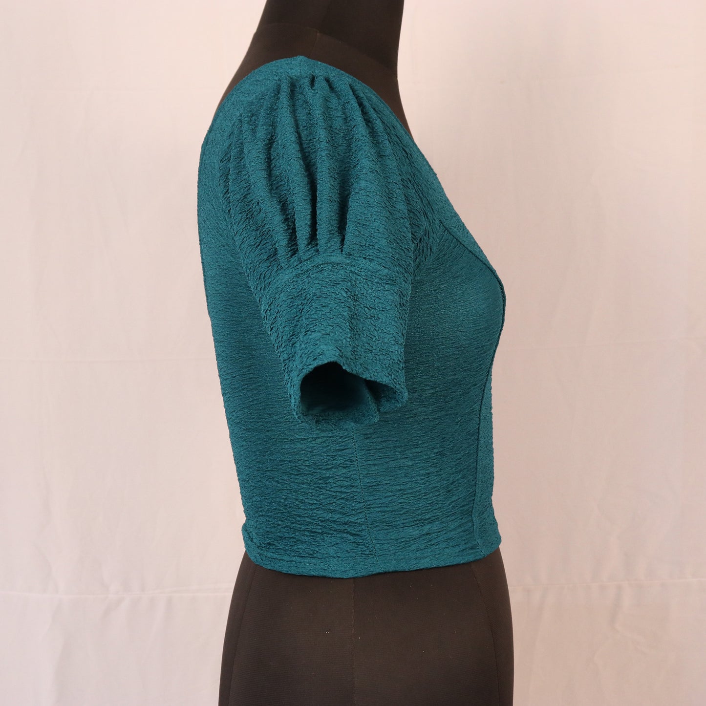 Stylish Textured Fabric Puff Shoulder Rama Blouse for Women