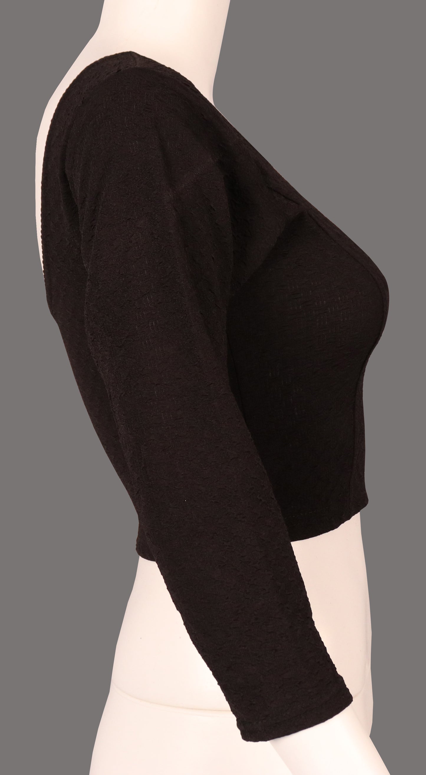 Stylish Designer Weave Textured Full Sleeve Black Blouse for Women