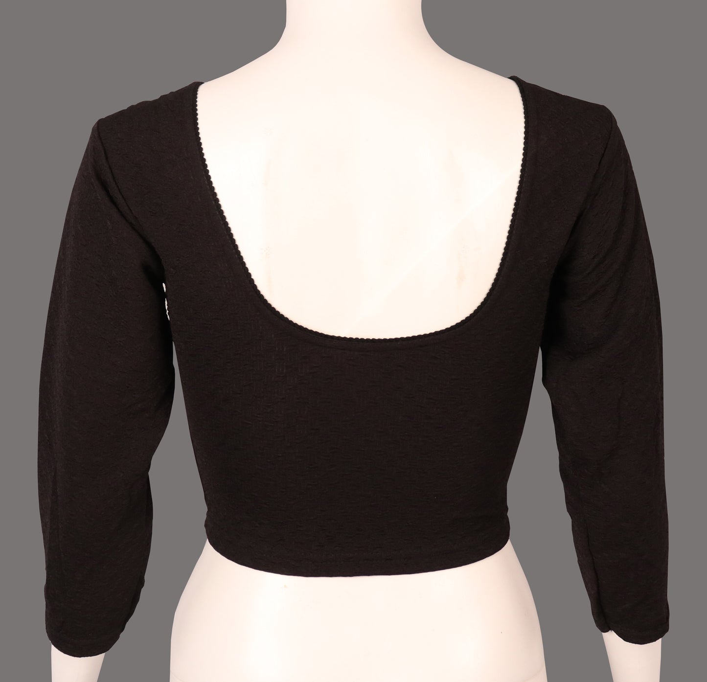 Stylish Designer Weave Textured Full Sleeve Black Blouse for Women