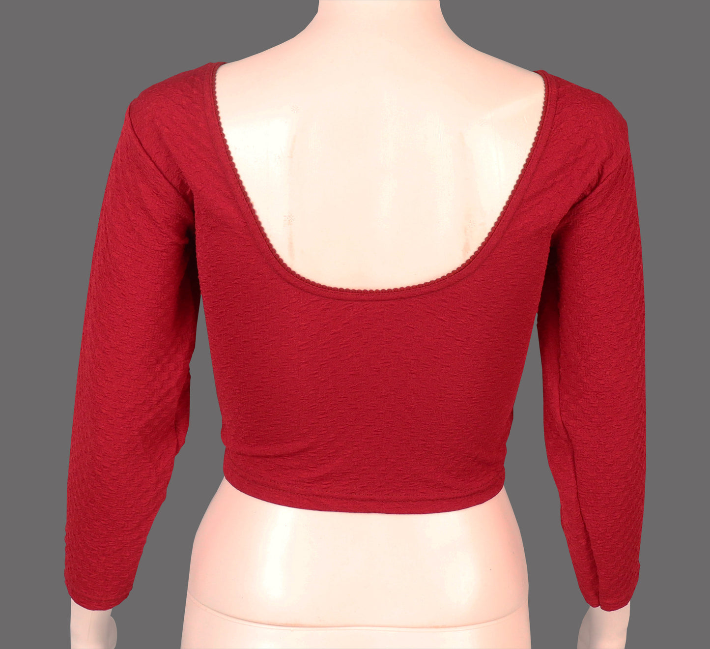 Stylish Designer Weave Textured Full Sleeve Blouse Maroon for Women