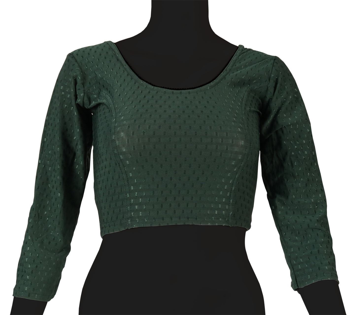 Classic Long Sleeve Dobby Weave Fabric Green Blouse for Women
