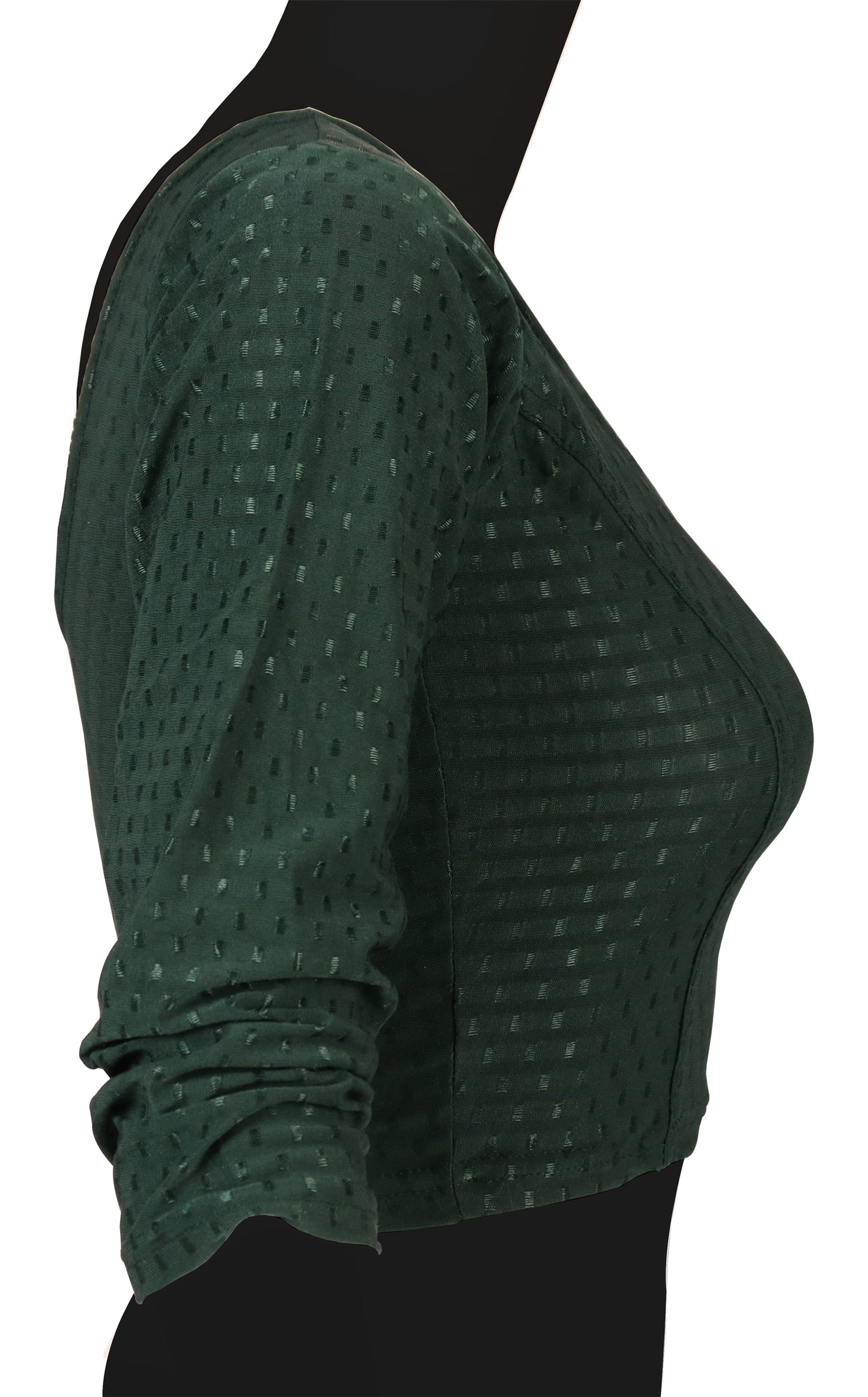 Classic Long Sleeve Dobby Weave Fabric Green Blouse for Women