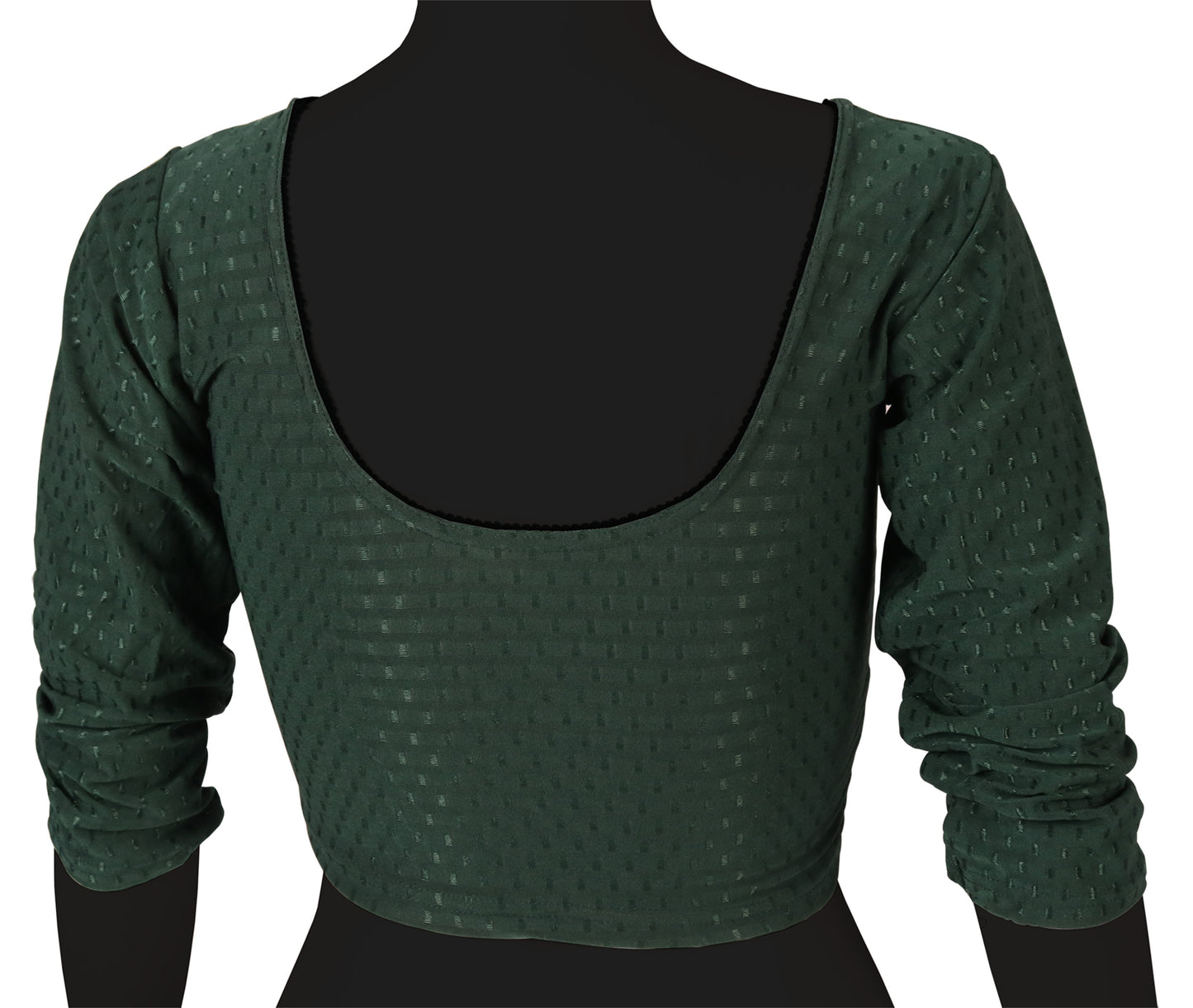 Classic Long Sleeve Dobby Weave Fabric Green Blouse for Women