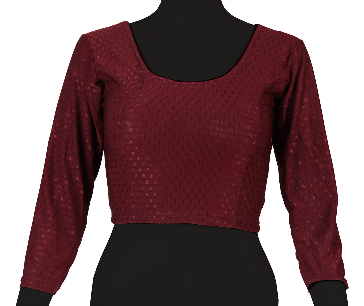 Classic Long Sleeve Dobby Weave Fabric Maroon Blouse for Women