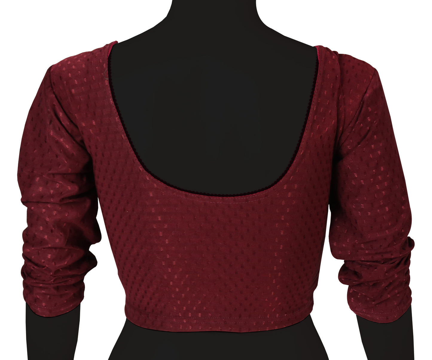 Classic Long Sleeve Dobby Weave Fabric Maroon Blouse for Women