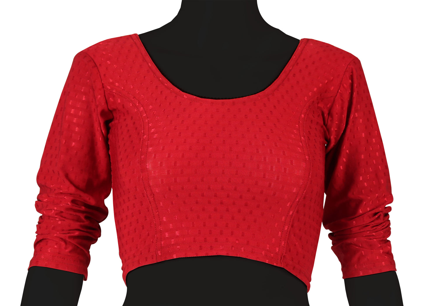 Classic Long Sleeve Dobby Weave Fabric Red Blouse for Women