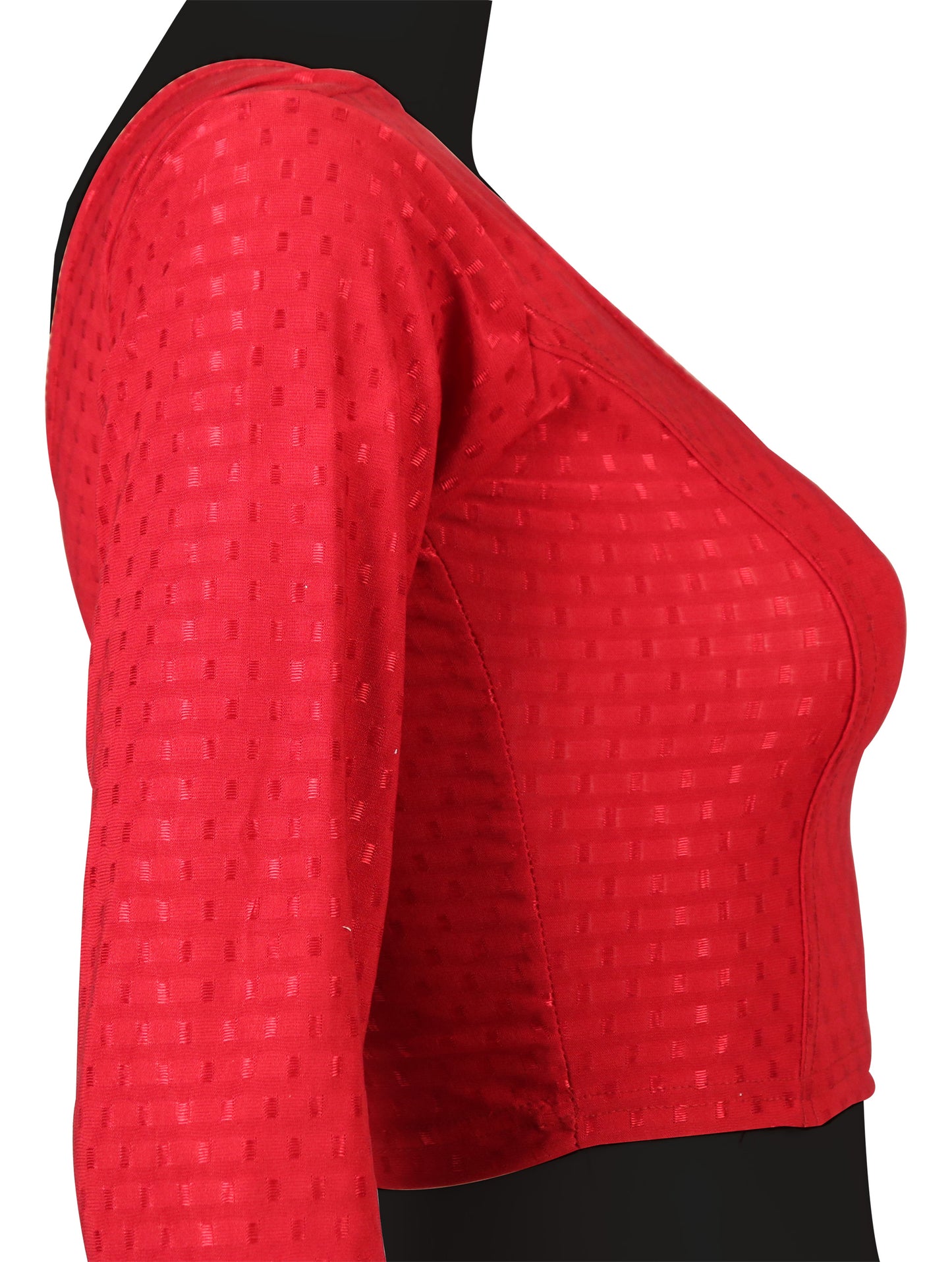 Classic Long Sleeve Dobby Weave Fabric Red Blouse for Women