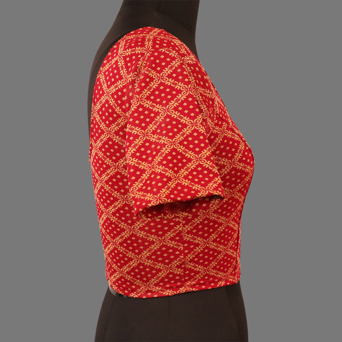 Women's Maroon & Gold Jacquard Stretchable Lycra Readymade Blouse