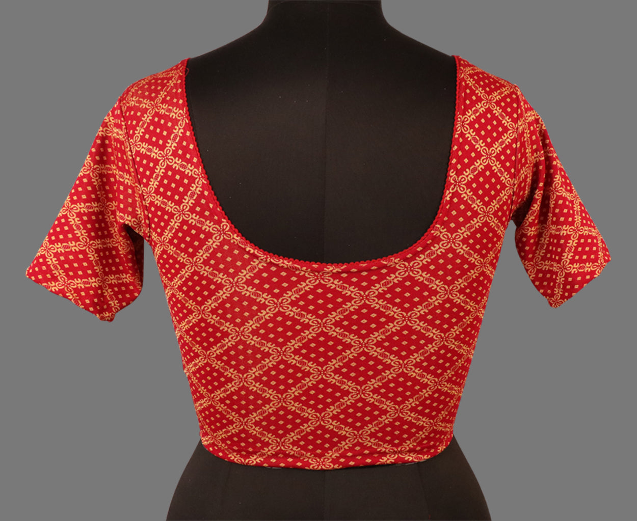 Women's Maroon & Gold Jacquard Stretchable Lycra Readymade Blouse
