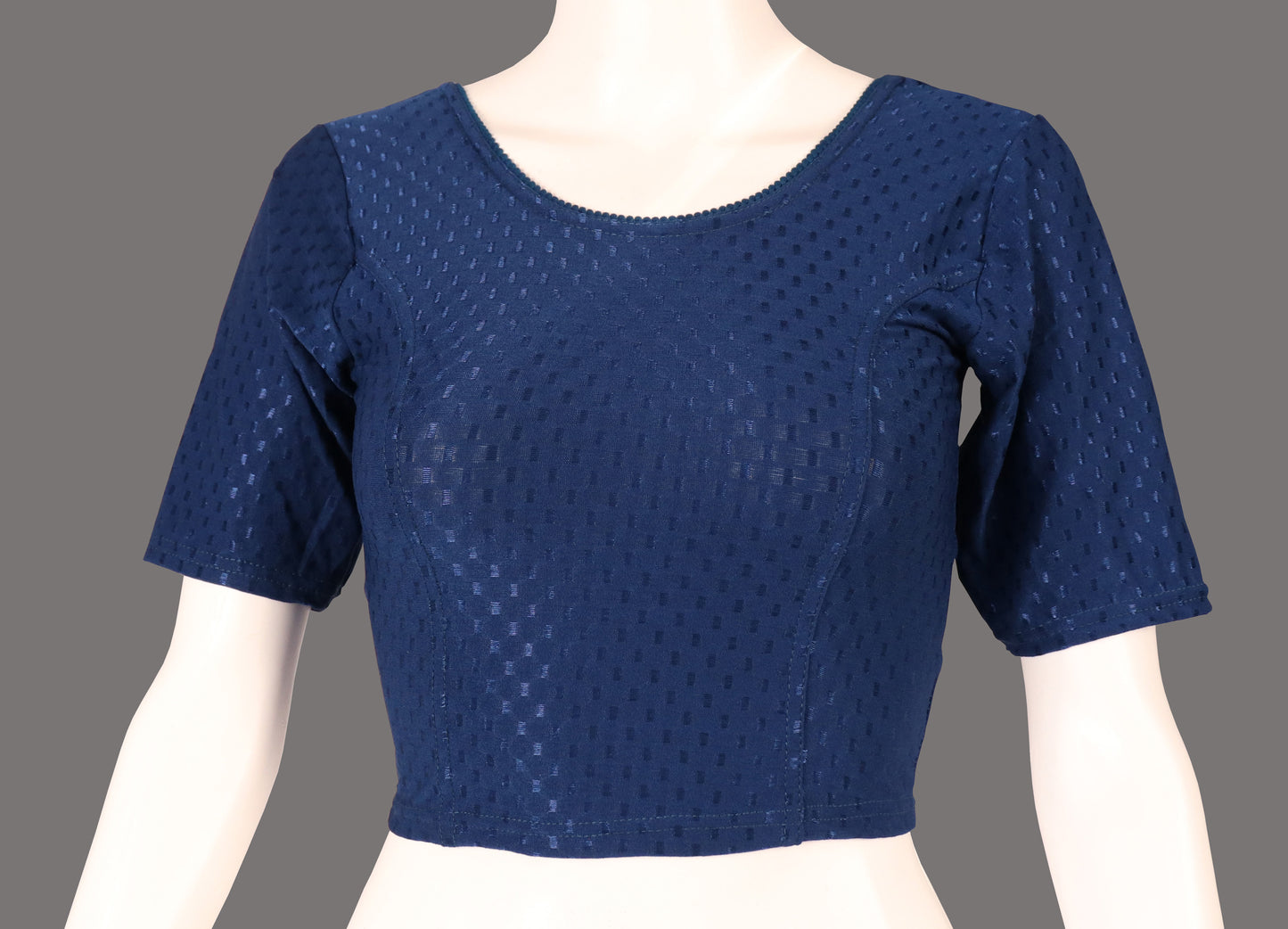 Stylish and Trendy Design Navy Blue Dobby Blouse