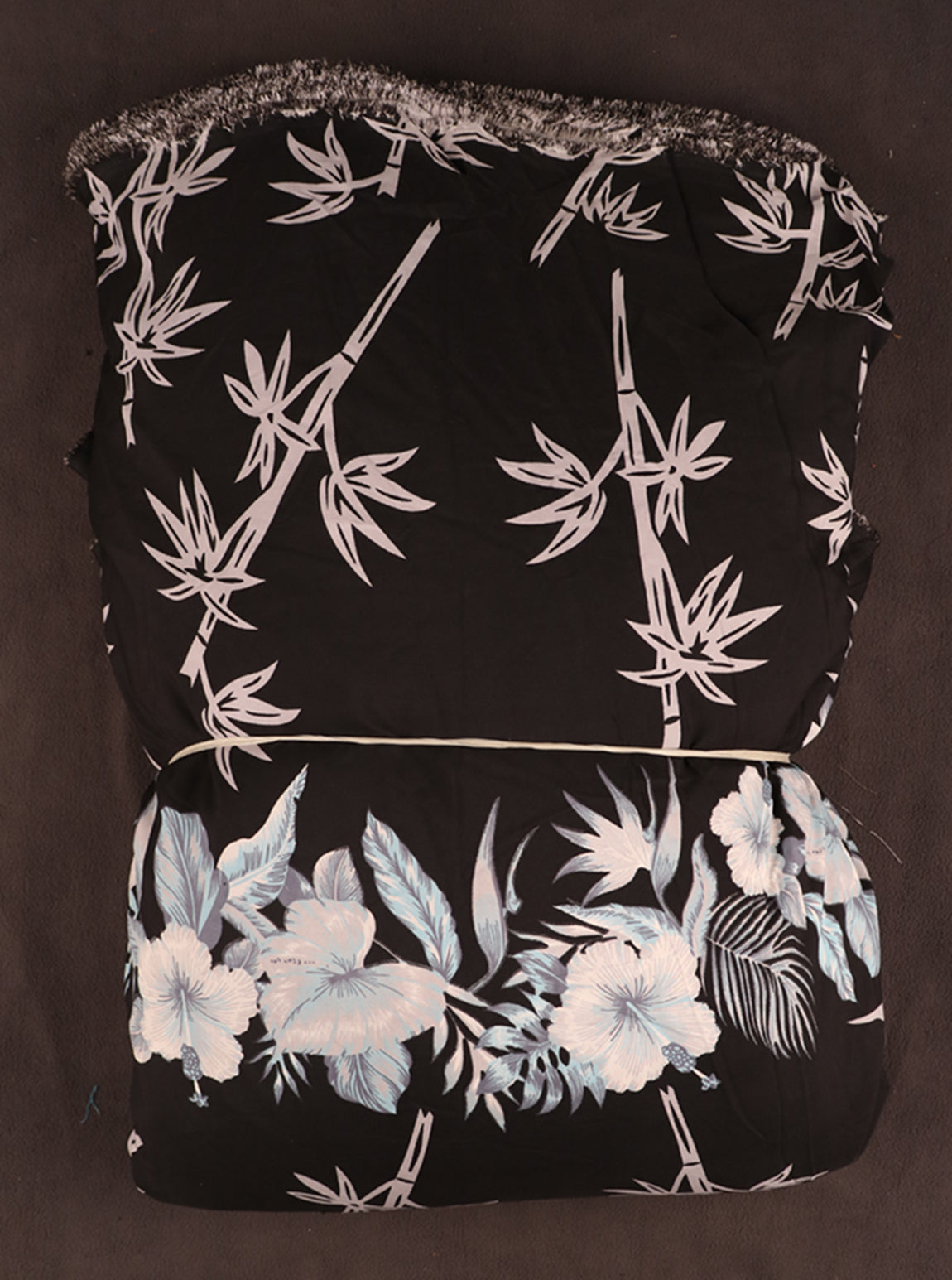 Tropical Bamboo and Floral Border Print Fabric