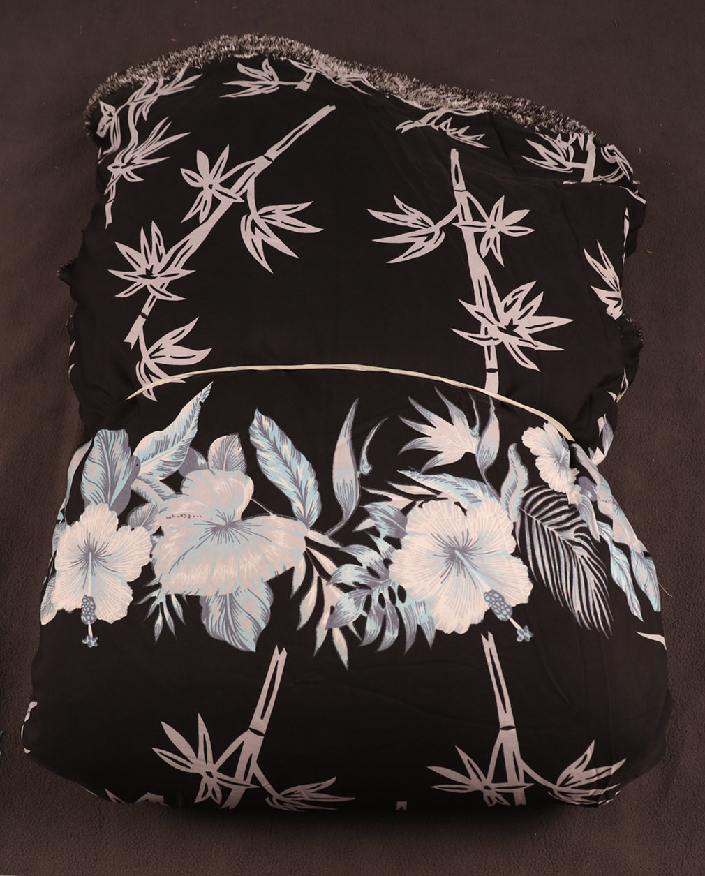 Tropical Bamboo and Floral Border Print Fabric