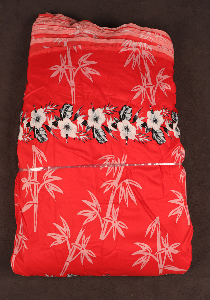 Tropical Bamboo and Floral Border Print Fabric