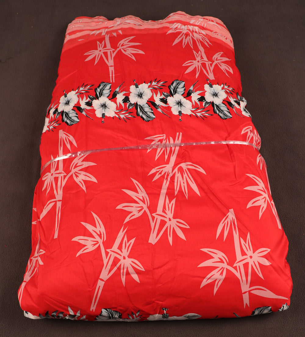 Tropical Bamboo and Floral Border Print Fabric