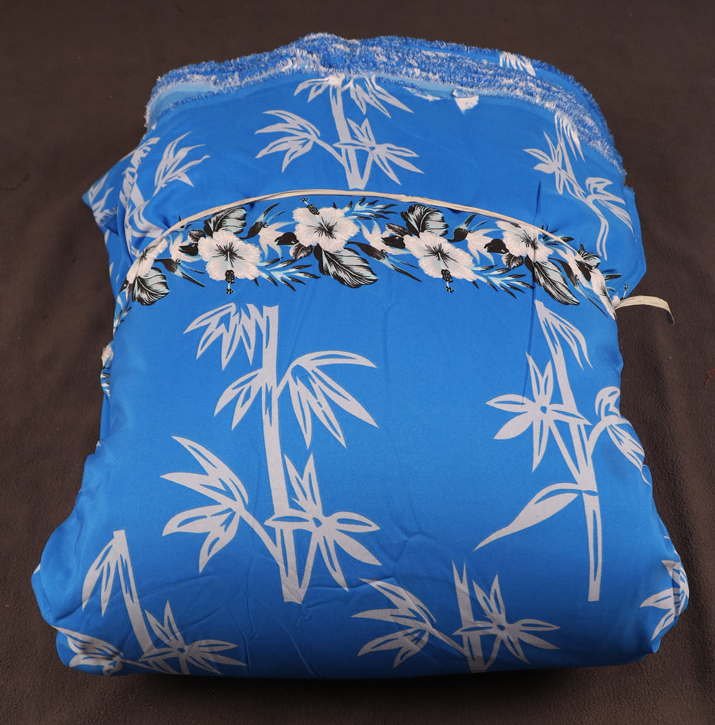 Tropical Bamboo and Floral Border Print Fabric