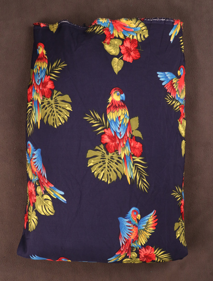 Tropical Parrot & Hibiscus Print Fabric