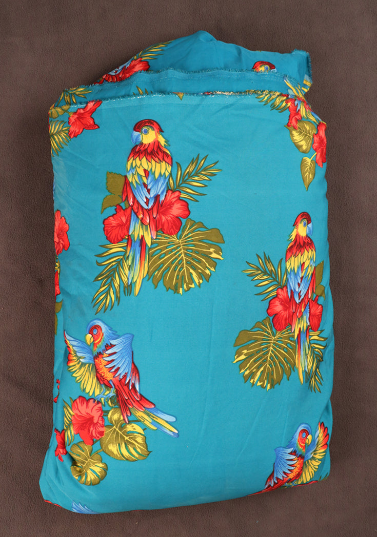 Tropical Parrot & Hibiscus Print Fabric