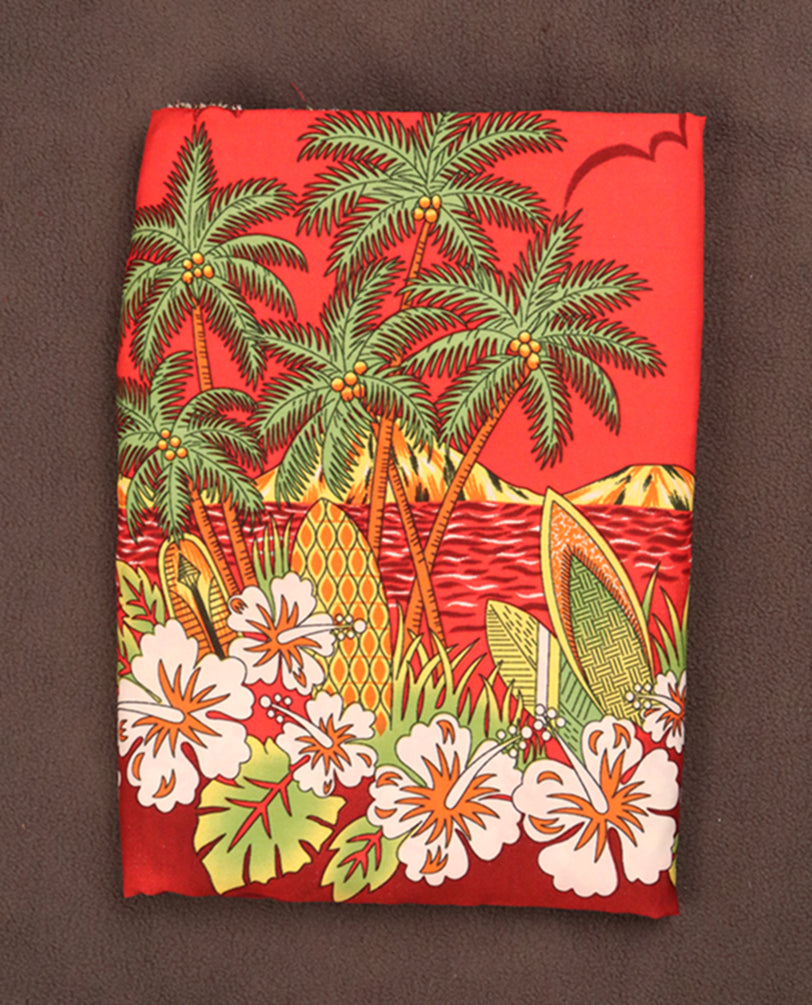 Vintage Hawaiian Surf & Sunset Print Fabric