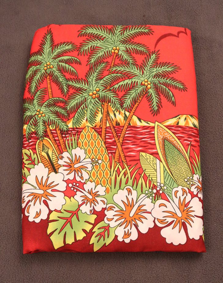 Vintage Hawaiian Surf & Sunset Print Fabric