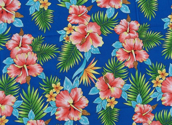 Vivid Tropical Hawaiian Floral Printed Fabric