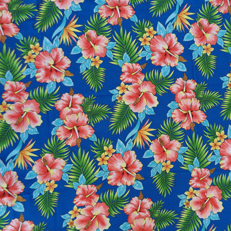 Vivid Tropical Hawaiian Floral Printed Fabric