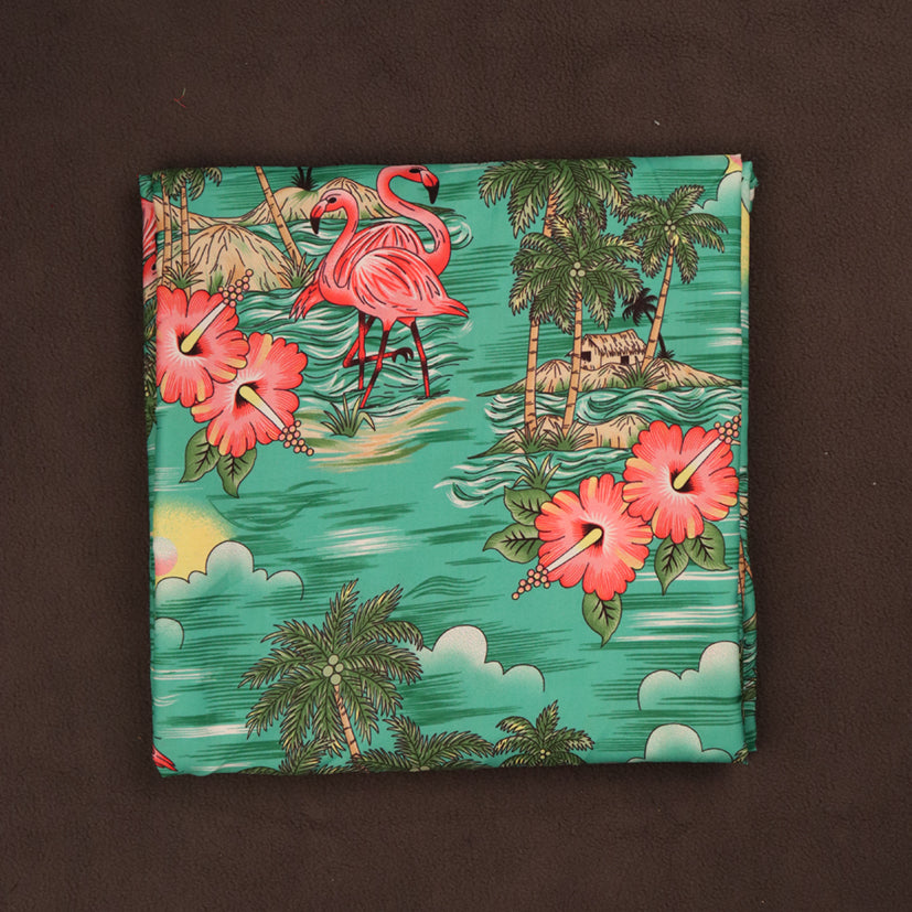 Scenic design with Flamingo Island Print Fabric