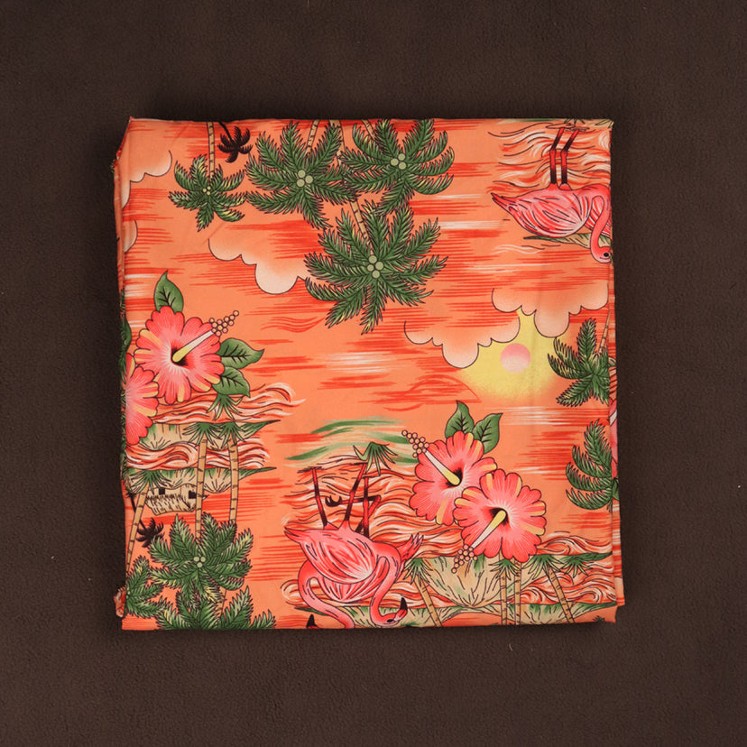 Scenic design with Flamingo Island Print Fabric