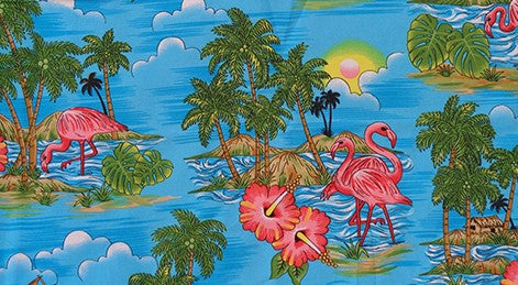 Scenic design with Flamingo Island Print Fabric