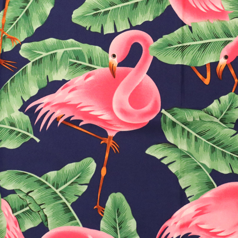 Tropical Flamingo & Banana Leaf Printed Fabric