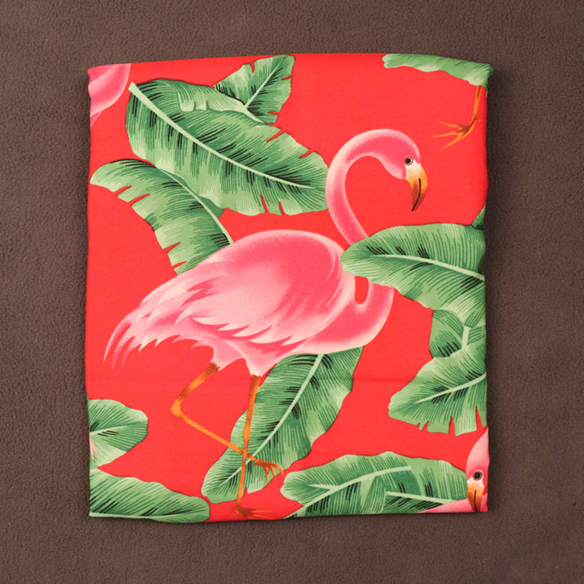 Tropical Flamingo & Banana Leaf Printed Fabric