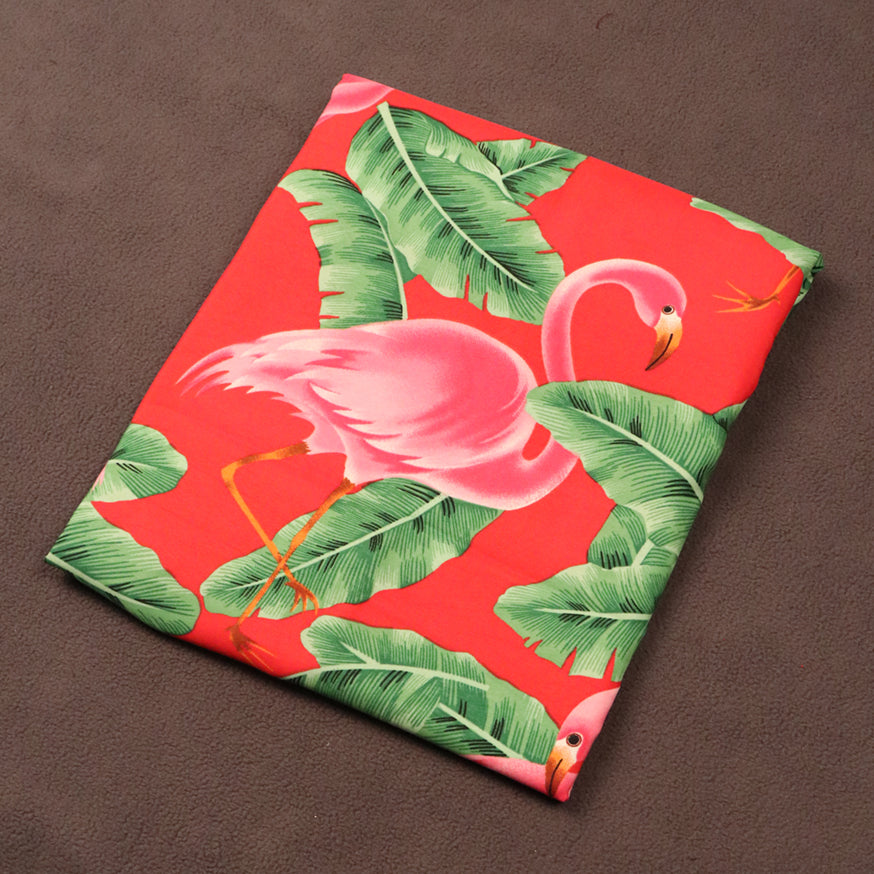Tropical Flamingo & Banana Leaf Printed Fabric