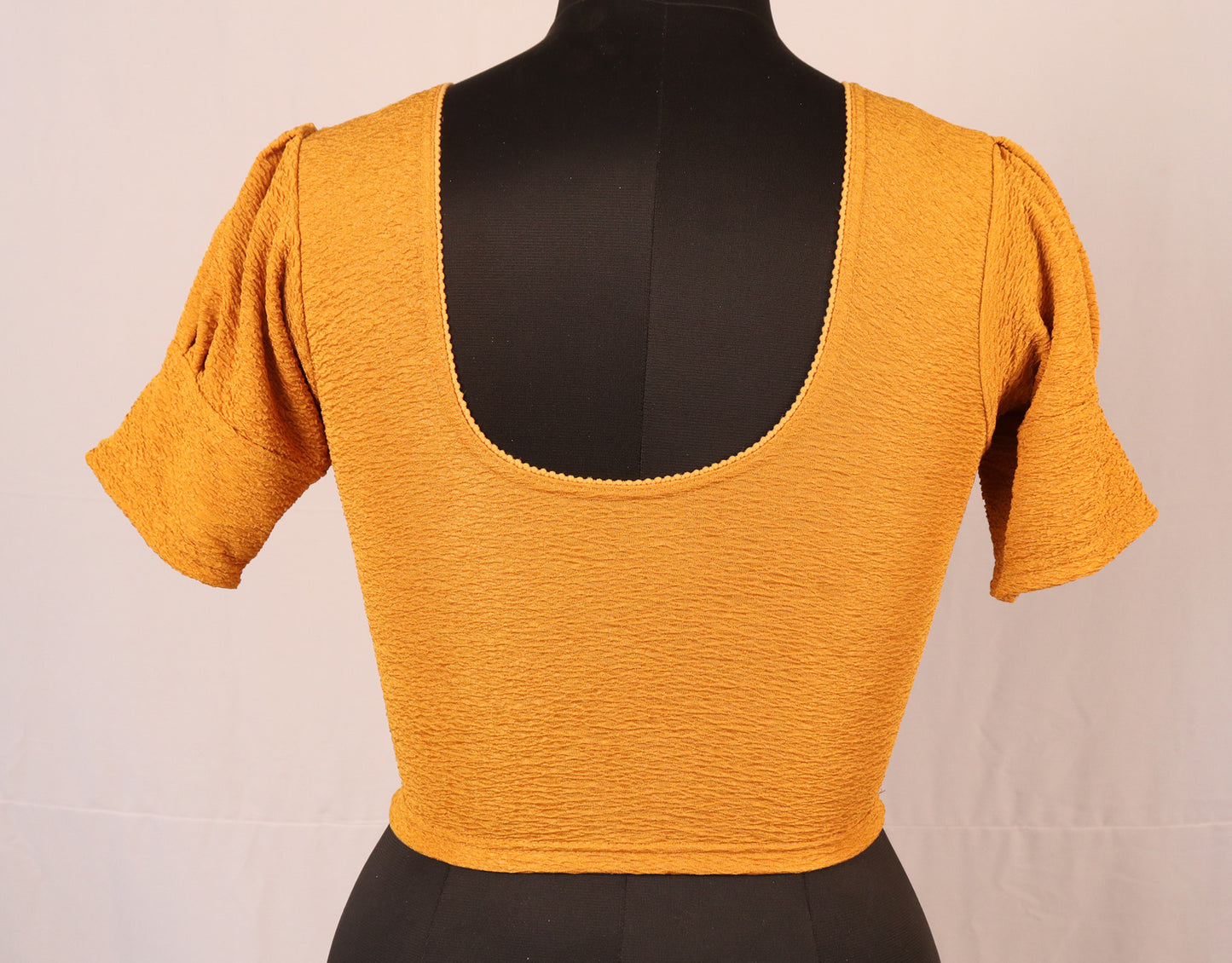 Stylish Textured Fabric Puff Shoulder Yellow Blouse for Women