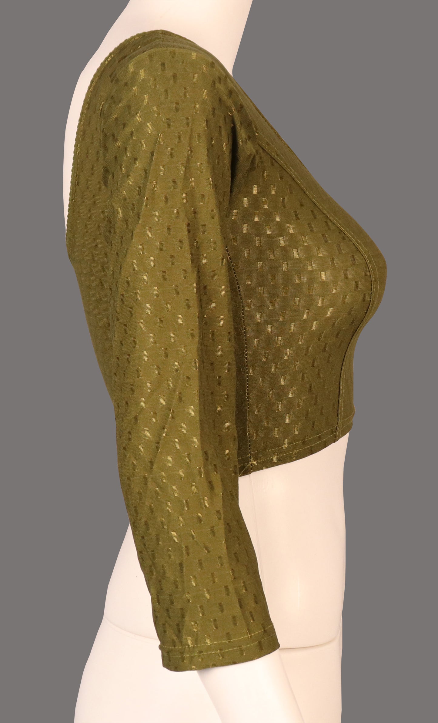 Classic Long Sleeve Dobby Weave Fabric Mehndi Blouse for Women
