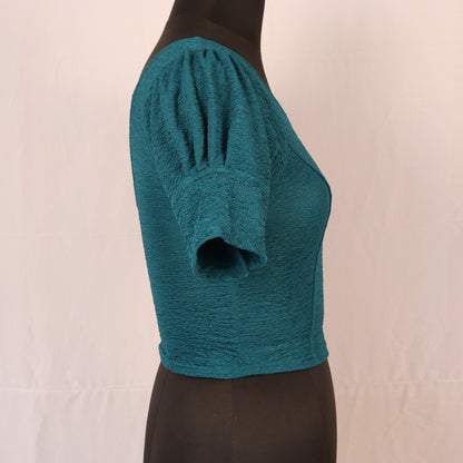 Stylish Textured  Fabric Puff Shoulder Rama Blouse for Women
