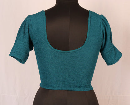 Stylish Textured  Fabric Puff Shoulder Rama Blouse for Women