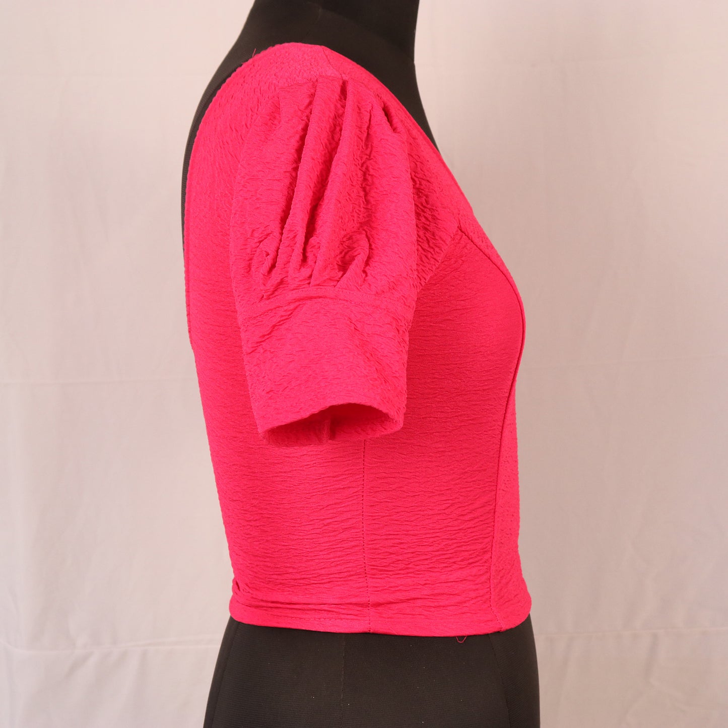 Stylish Textured  Fabric Puff Shoulder Rani Blouse for Women
