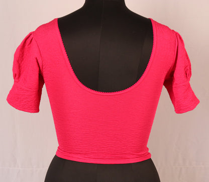 Stylish Textured  Fabric Puff Shoulder Rani Blouse for Women
