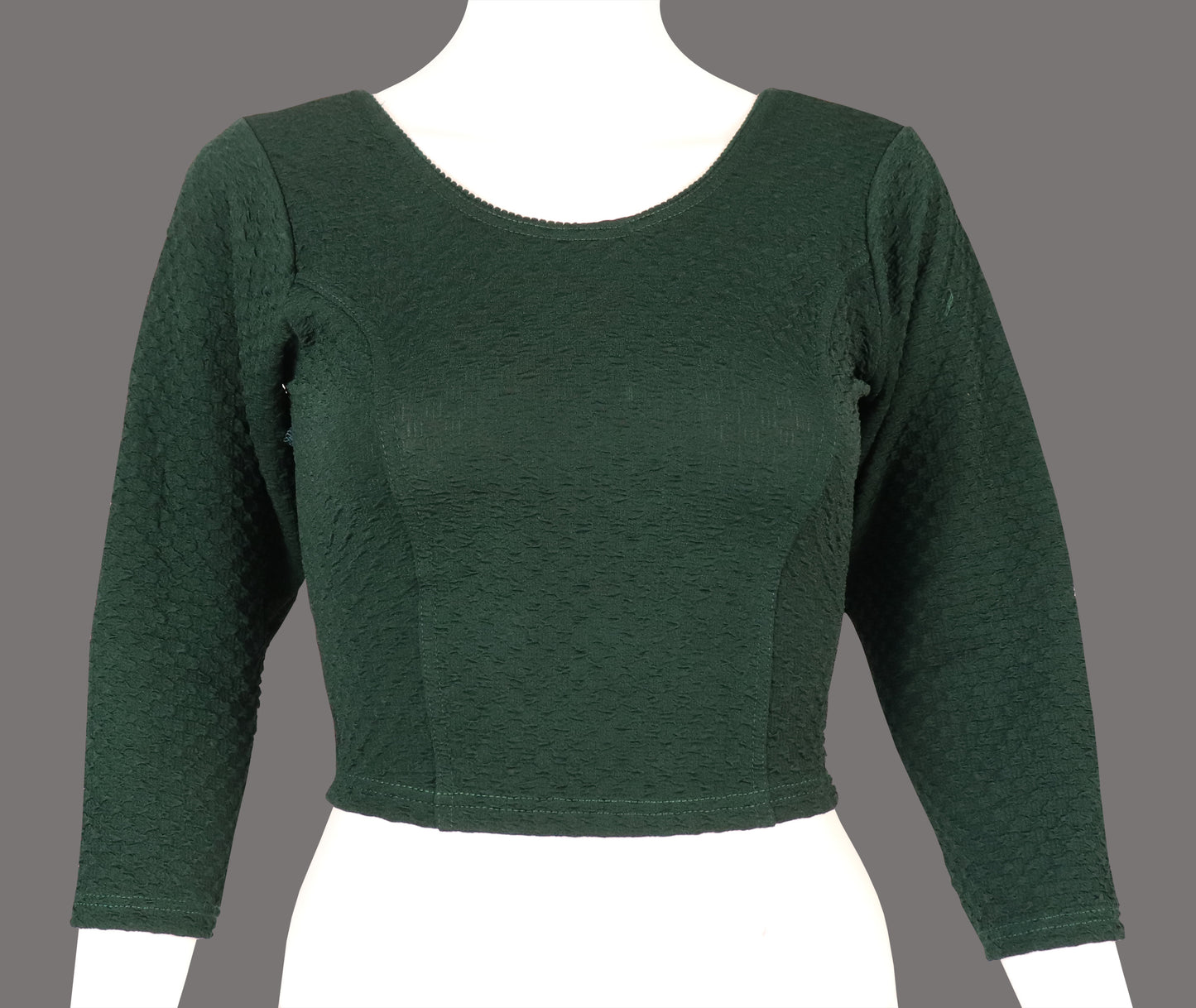 Stylish Designer Weave Textured Full Sleeve Green Blouse for Women