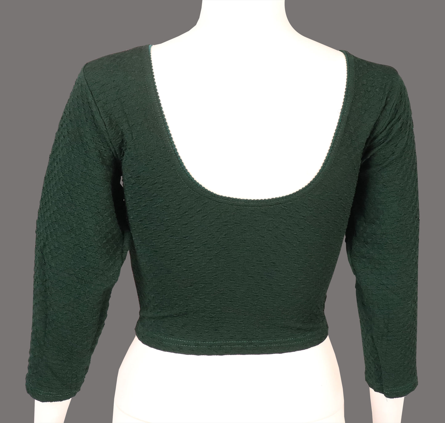 Stylish Designer Weave Textured Full Sleeve Green Blouse for Women