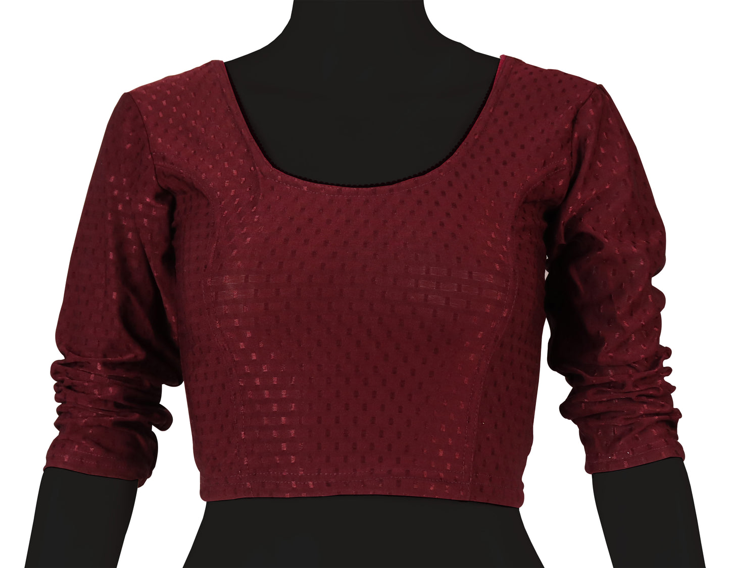 Classic Long Sleeve Dobby Weave Fabric Maroon Blouse for Women