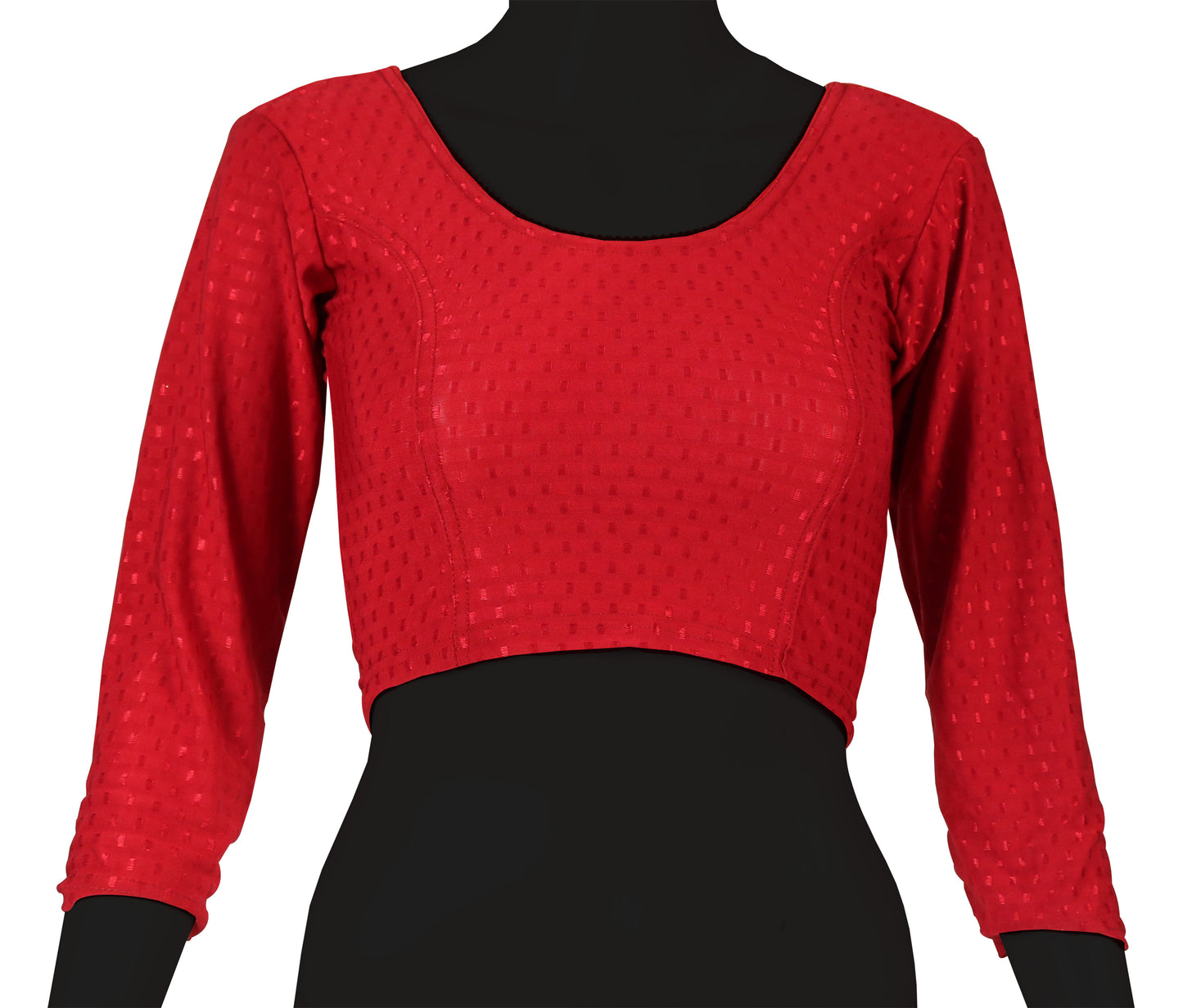 Classic Long Sleeve Dobby Weave Fabric Red Blouse for Women