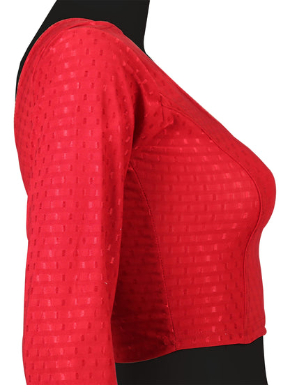 Classic Long Sleeve Dobby Weave Fabric Red Blouse for Women