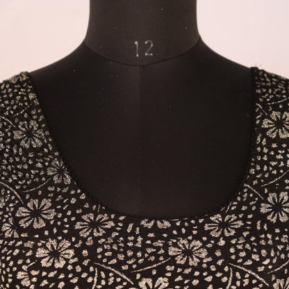 Party Wear All-Over Shimmer Floral Design with Stretch-Fit Lycra Black Blouse for Women