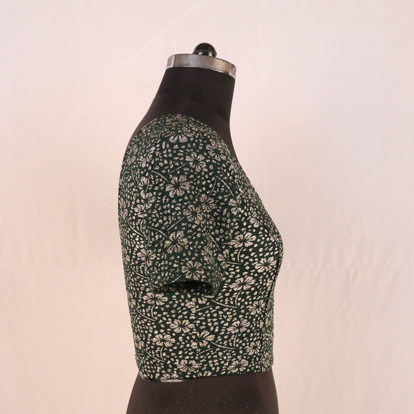 Party Wear All-Over Shimmer Floral Design with Stretch-Fit Lycra Green Blouse for Women