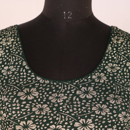 Party Wear All-Over Shimmer Floral Design with Stretch-Fit Lycra Green Blouse for Women