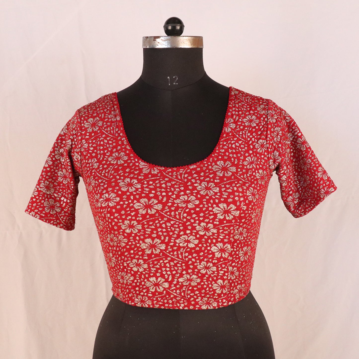 Party Wear All-Over Shimmer Floral Design with Stretch-Fit Lycra Maroon Blouse for Women