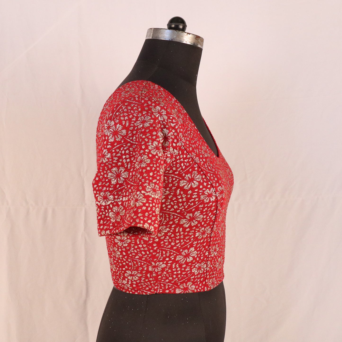 Party Wear All-Over Shimmer Floral Design with Stretch-Fit Lycra Maroon Blouse for Women