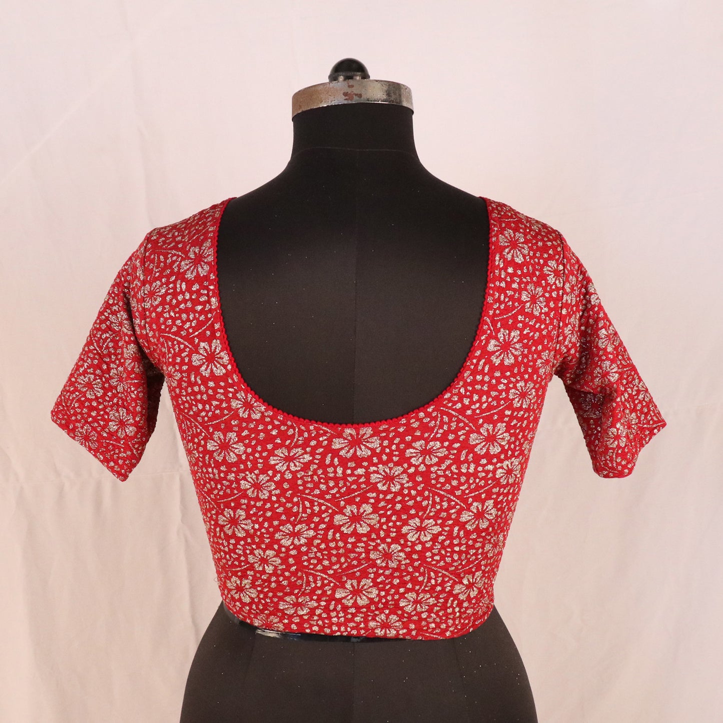Party Wear All-Over Shimmer Floral Design with Stretch-Fit Lycra Maroon Blouse for Women